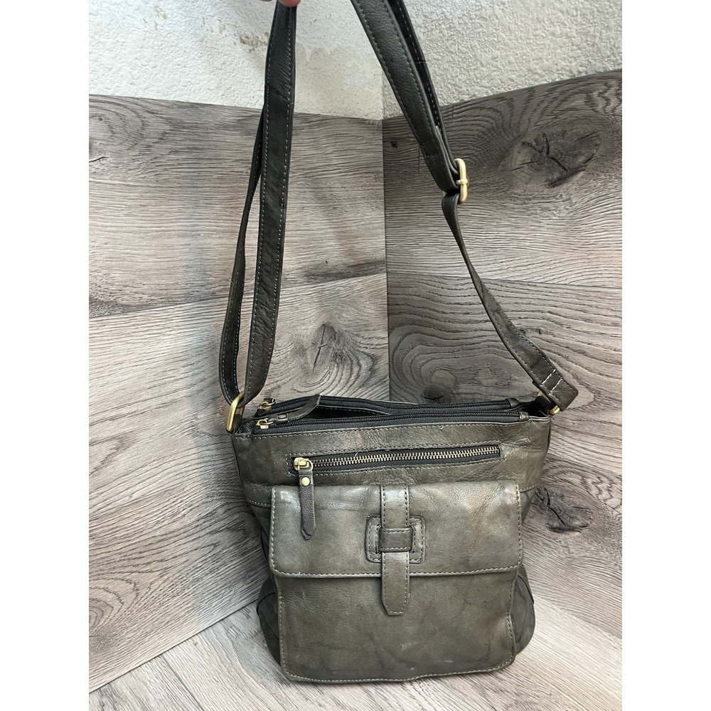 Dark Green Leather Shoulder Bag  By Great American Leather Company